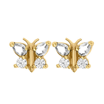 Boucles d'Oreilles Papillons, Oxydes et Or Jaune - Bambins