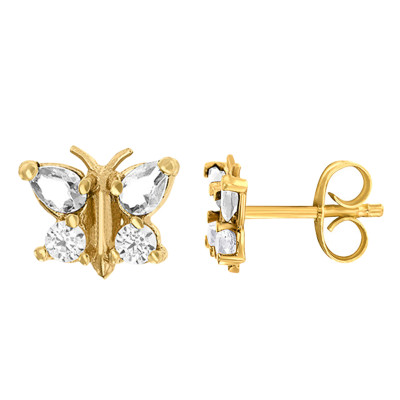 Boucles d'Oreilles Papillons, Oxydes et Or Jaune - Bambins