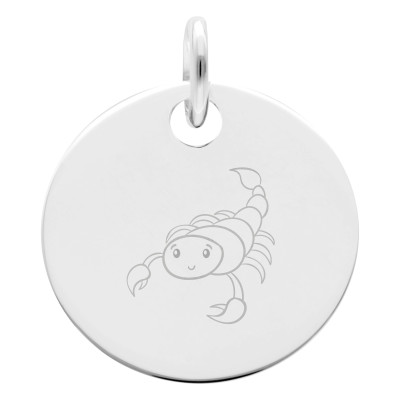 Médaille Signe Astrologique Scorpion, Argent 925, 15 mm - Lumiosa