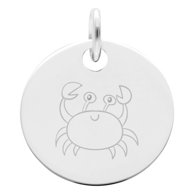 Médaille Signe Astrologique Cancer, Argent 925, 15 mm - Lumiosa