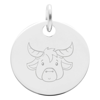 Médaille Signe Astrologique Taureau, Argent 925, 15 mm - Lumiosa