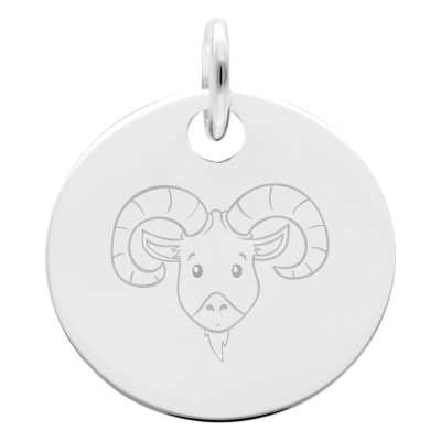 Médaille Signe Astrologique Bélier, Argent 925, 15 mm - Lumiosa