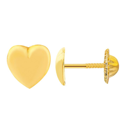 Boucles d'oreilles petit coeur, Or jaune - Bambins