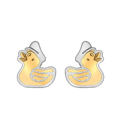 Boucles d'oreilles Canards, 2 Ors 375, 6x8mm - Bambins