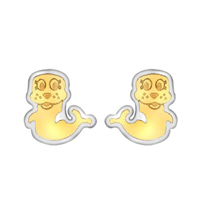 Boucles d'oreilles Phoques, 2 Ors 375, 6x7mm - Bambins