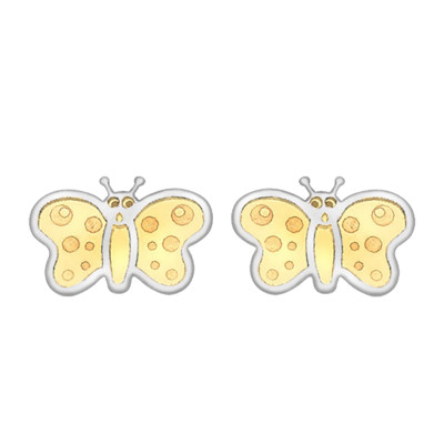 Boucles d'oreilles Papillons, 2 Ors 375, 8x6mm - Bambins