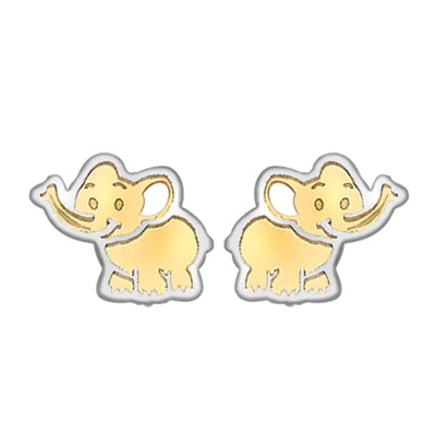 Boucles d'oreilles Elephants, 2 Ors 375, 6x7mm - Bambins