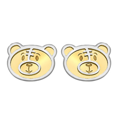 Boucles d'oreilles Nounours, 2 Ors 375, 7x6mm - Bambins