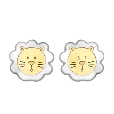 Boucles d'oreilles Petits Lions, 2 Ors 375, 6x6mm - Bambins