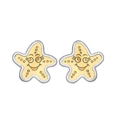 Boucles d'oreilles Etoile de mer, 2 Ors 375, 7x7mm - Bambins