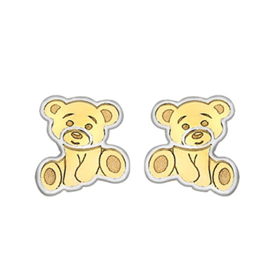 Boucles d'oreilles Ours en peluche, 2 Ors 375, 6x7mm - Bambins