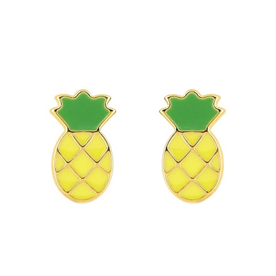 Boucles d'oreilles Ananas, Plaqué Or Jaune - Bambins