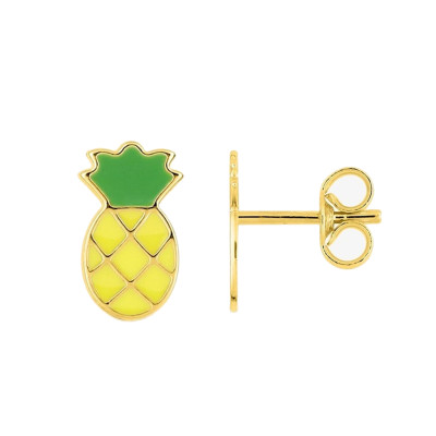 Boucles d'oreilles Ananas, Plaqué Or Jaune - Bambins
