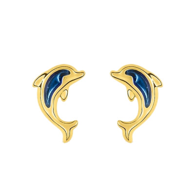 Boucles d'Oreilles Dauphins, Or Jaune 375 - Bambins