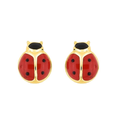 Boucles d'oreilles Coccinelles, Plaqué Or Jaune - Bambins