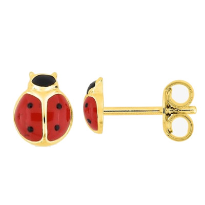 Boucles d'oreilles Coccinelles, Plaqué Or Jaune - Bambins