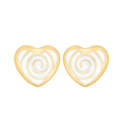 Boucles d'oreilles Cœur, Or jaune et émail - Bambins