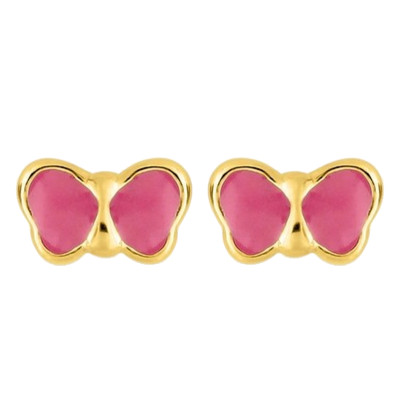 Boucles d'oreilles Papillons, Plaqué Or Jaune - Bambins