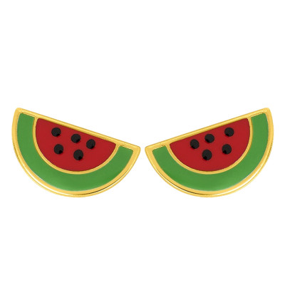 Boucles d'oreilles Pastèques, Or Jaune 375 & Laque - Bambins