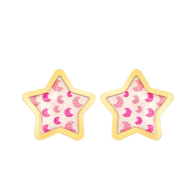 Boucles d'oreilles Etoiles, Or jaune et émail - Bambins