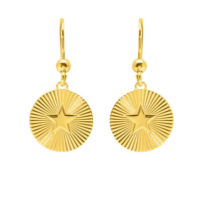 Boucles d'oreilles Pendantes Etoile, Plaqué Or Jaune - Emanessence