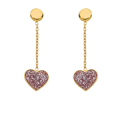 Boucles d'oreilles Coeur pailleté, Or jaune 375 - Bambins