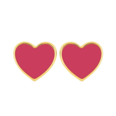 Boucles d'oreilles Coeur Rose, Or Jaune 375 - Bambins