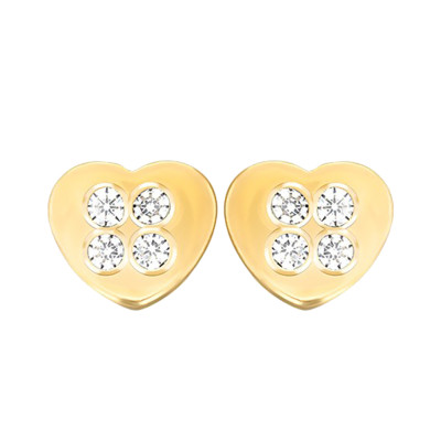 Boucles d'oreilles Cœur, Zircon & Or Jaune - Bambins