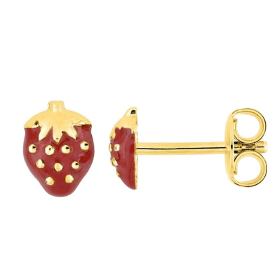 Boucles d'oreilles Fraises, Plaqué Or Jaune - Bambins
