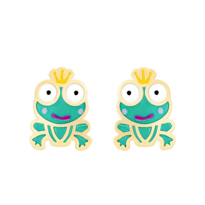 Boucles d'oreilles Grenouille, Email & Or jaune - Bambins