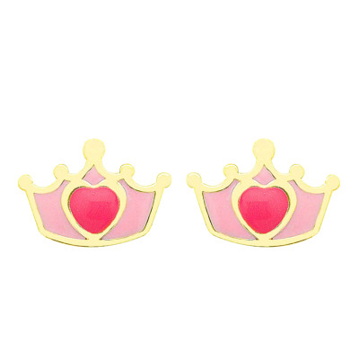 Boucles d'oreilles couronne, Email & Or jaune - Bambins