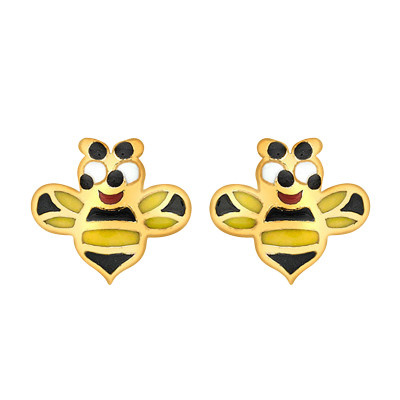 Boucles d'oreilles Abeilles, Or Jaune 375 & Email - Bambins