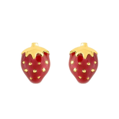 Boucles d'oreilles Fraise, Or jaune - Emanessence