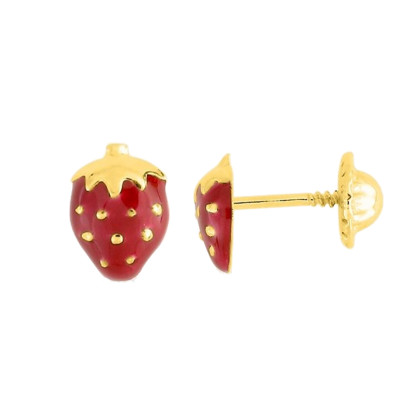 Boucles d'oreilles Fraise, Or jaune - Emanessence