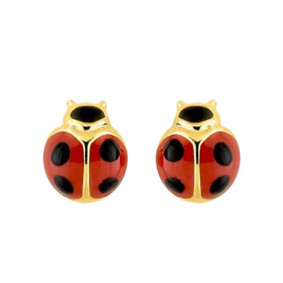 Boucles d'oreilles petite Coccinelle, Or jaune - Emanessence