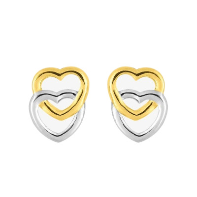 Boucles d'oreilles Coeurs liés, 2 Ors - Emanessence