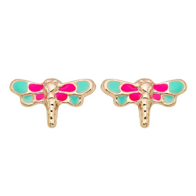 Boucles d'oreilles Libellule, Or jaune - Emanessence