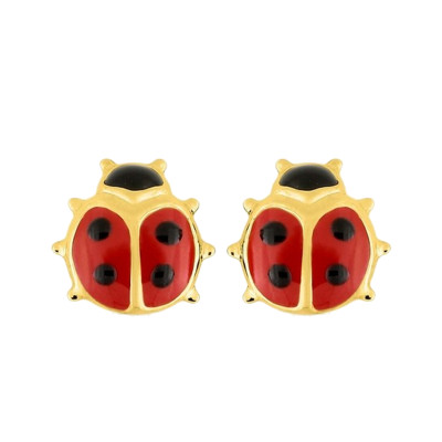 Boucles d'oreilles Coccinelle, Or jaune - Emanessence
