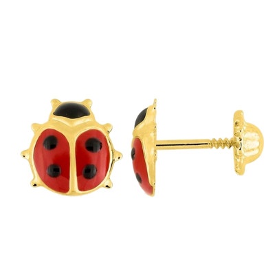 Boucles d'oreilles Coccinelle, Or jaune - Emanessence