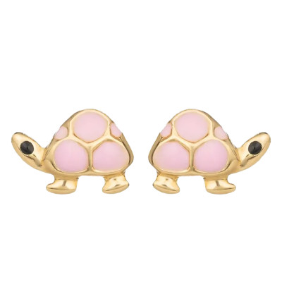 Boucles d'oreilles Tortue rose, Or jaune - Emanessence
