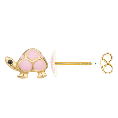 Boucles d'oreilles Tortue rose, Or jaune - Emanessence