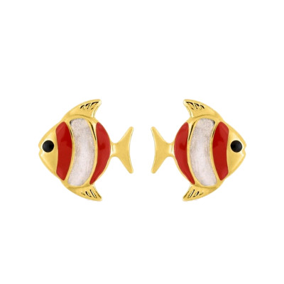 Boucles d'oreilles Poisson, Or jaune - Emanessence