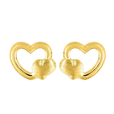 Boucles d'oreilles Coeurs, Or jaune - Emanessence
