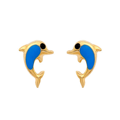 Boucles d'oreilles Dauphins, Or jaune 750 - Emanessence