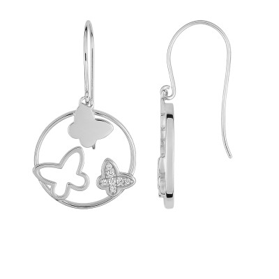Boucles d'oreilles Papillon, Argent 925 & Oxydes - Emanessence