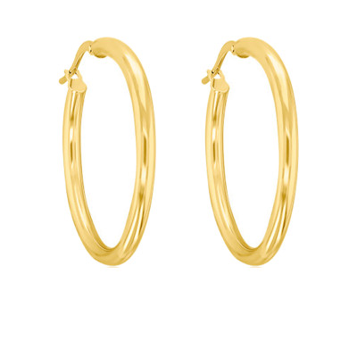 Boucles d'oreilles Créoles fil rond 2 mm, 20 mm Or jaune 750 - Emanessence