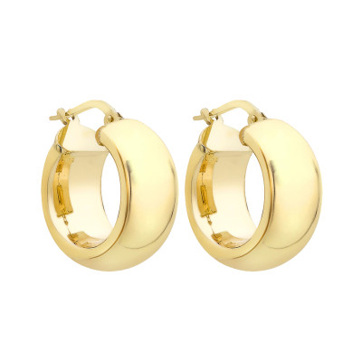 Boucles d'oreilles Créoles Rondes, Or jaune 375 - Emanessence
