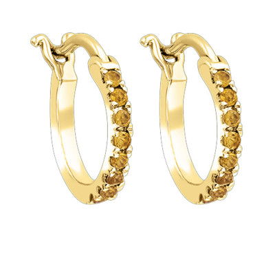 Boucles d'oreilles Créoles, Or jaune & Citrine - Aurora