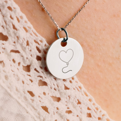 Médaille Ballon Coeur, Argent 925, 19 mm - Lumiosa