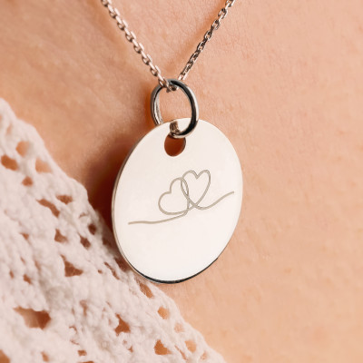 Médaille Coeur Ligne, Argent 925, 19 mm - Lumiosa